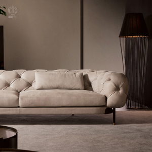 Muebles para el Hogar, Decoración, Juego de Sofás Italianos para Sala de Estar, Sofás Chesterfield de Tela Posmodernos Personalizados con Botones, de Tres Plazas - Product Image 3