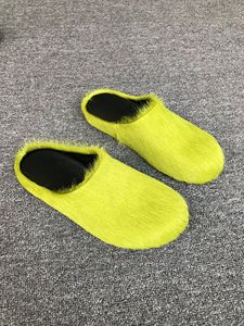 Pantuflas de Plataforma Gruesa para Mujer, Color Caramelo, Cuero Genuino, Pelo de Caballo, Punta Cerrada, Estilo Casual, Marny Fur Slides 1.1 - Product Image 5