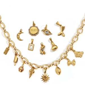 Olivia 18K Meilleures ventes Pendentif mode en acier inoxydable pour hommes et femmes, motifs Fromage, Lune, Dollar américain, <span class=keywords><strong>Horloge</strong></span>, Glace, pour la création de bijoux DIY - Product Image 1