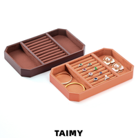 Plateau de présentation de bijoux en PU avec logo personnalisé, octogonal, multi-compartiments, pour bracelets et bagues, plateau de rangement pour comptoir de bijouterie, vente en gros