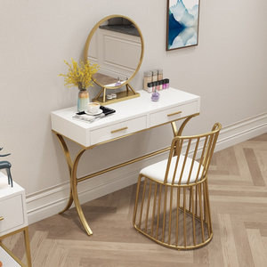 Table de maquillage mobile en <span class=keywords><strong>fer</strong></span> <span class=keywords><strong>forgé</strong></span> <span class=keywords><strong>et</strong></span> <span class=keywords><strong>bois</strong></span> de pin de style nordique, moderne <span class=keywords><strong>et</strong></span> simple, pour petit appartement, longue, blanche, de style européen - Product Image 4