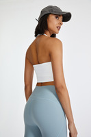 Débardeur côtelé avec logo personnalisé, couleur unie, respirant, dos nu, yoga, gym, sport, soutien-gorge côtelé, conjuntos para mujeres