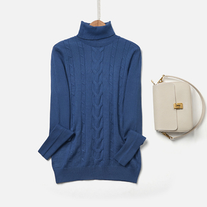 Maglione da <span class=keywords><strong>Donna</strong></span> Autunno-Inverno 2026, Nuovo Modello in <span class=keywords><strong>Cotone</strong></span> Lavorato a Maglia, Tinta Unita, Collo Alto, Comodo e Ampio - Product Image 1