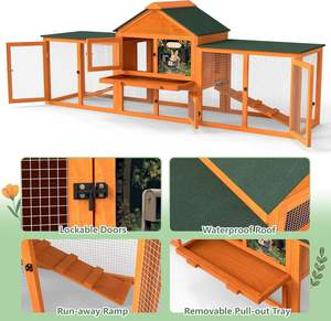 Grande Gabbia per Conigli in Legno da Esterno e Interno, Facile da Montare e Resistente con Vassoio di Pulizia e Tetto Impermeabile - Product Image 5