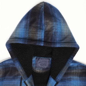 New Custom Winter Digital Printing Fleece Lined Double Layer Zip-Up Flannel Hoodies for Men Low Price - Product Image 5