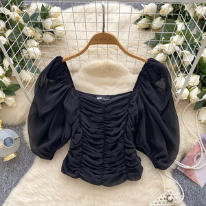 بلوزات نسائية كاجوال بياقة مربعة وأكمام منتفخة، ملابس نسائية بالجملة - Product Image 5