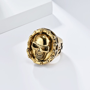 Skull <b>Ring</b> For Men Steel Black Gold Skeleton Design Punk Style Jewelry Gift - Product Image 4