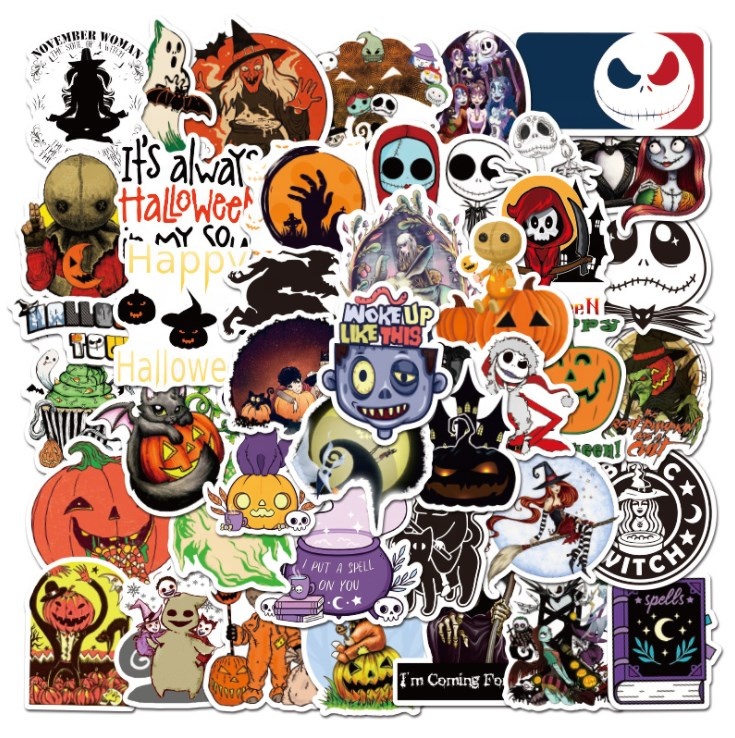 Halloween Ppumpkin Decoration Decals Graffiti Stickers For Skateboard Guitar Helmet Stationery