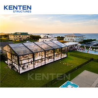 Tente Orangerie de Luxe KENTEN, Structure Noire, Parois en Verre, Chapiteau en PVC Transparent 30x40, Tentes Portables Transparentes pour Événements et Pique-niques