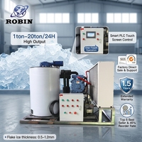 Machine à glace en paillettes Robin 2T, homologuée CE, avec compresseurs Copeland, contrôle PLC, fabrication rapide, pour usage commercial et la pêche, moteur à engrenages