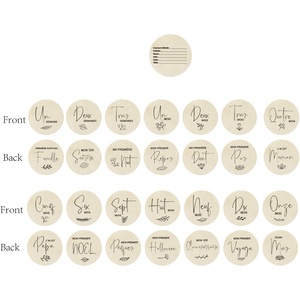 Carte d'annonce de naissance de bébé nouveau-né, cartes de développement de bébé en bois français, ensemble de disques - Product Image 5
