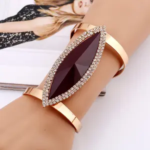 European and American exaggerated metal jewelry bracelet geometric claw chain diamond resin open armband bracelet