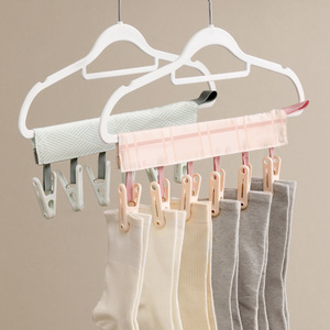 Travel Folding Fabric <b>Hanger</b> With Clips For Socks And Underwear <b>Storage</b> Home Use Rectangle Shape Non Woven Fabric Hook Type - Product Image 1