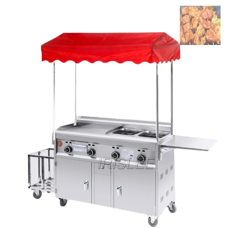 Street Mobile Snack Cart Kanto Freidora hervida Vapor Comercial Gas Multifuncional Snack Cart Camión de comida Especial para puestos