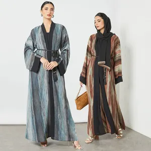 Stylish elegant print abaya new design islamic clothing traditional print cardigan open abaya for muslim women