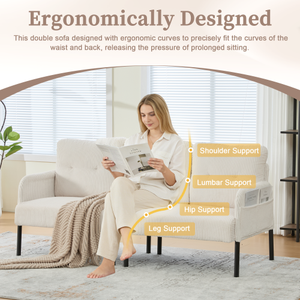 Sofá Cama Doble Extra Grande, Moderno, de Felpa, Tapizado en Corduroy, con Espuma Viscoelástica Ecológica, Acogedor, para Dormitorio, con Patas de Metal - Product Image 3