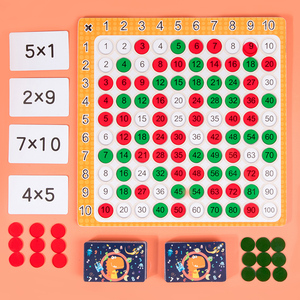 Gioco da Tavolo Educativo 3 in <span class=keywords><strong>1</strong></span> per Bambini, Certificato CE CPC, per l'Apprendimento della Matematica e la Cognizione Digitale, Gioco di Moltiplicazione in Legno - Product Image 4