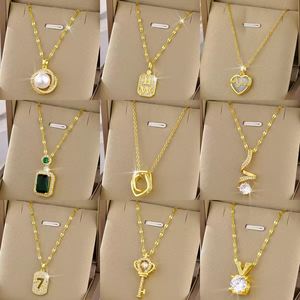 Non Tarnish 18k Gold Plated Stainless Steel Necklace Zircon <b>Cross</b> Heart Butterfly Pendant Women Pearl Necklace Jewelry Gift - Product Image 2
