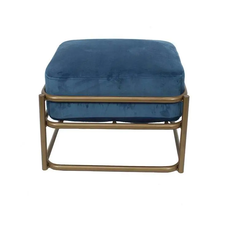 Nouveau design d'usine Tabouret de canapé à pieds en métal et pouf en velours en tissu Tabouret pouf