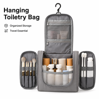 Trousse de Toilette Suspendue Personnalisable avec Logo, en Tissu Taslon, Organisateur Cosmétique à Trois Fermetures Éclair, Sac de Voyage pour la Maison et les Déplacements