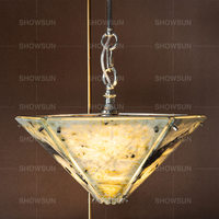 Lustre moderne de luxe en albâtre, luminaire suspendu unique en marbre naturel vert, LED pour chambre à coucher, salle à manger, villa