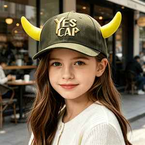 Cappellino da Baseball Personalizzato per Bambini con Corna 3D, Cappello da Sole Unisex per Bambini, Logo Personalizzato, Artigianato in Tessuto, per Feste, Attività all'Aperto, Streetwear - Product Image 1