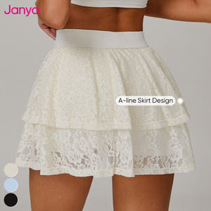 Janya rok A-Line renda untuk wanita, Rok olahraga tenis, rok A-Line <span class=keywords><strong>2</strong></span>-in-1, rok tenis Golf dengan saku, pakaian olahraga untuk wanita - Product Image 3