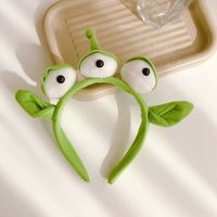Nouvelle pince à cheveux verte en peluche drôle pour femmes Animation inspirée bandeau extraterrestre garçon à trois yeux