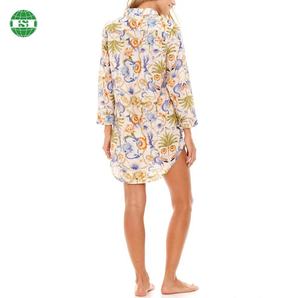 Chemises de nuit de style petit ami à impression par sublimation de motifs et de tailles personnalisés Chemises <span class=keywords><strong>pyjamas</strong></span> à manches longues ou à manches courtes à ourlet incurvé - Product Image 4