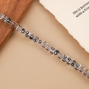 Perles de bracelet carrées en verre de 8 mm, peintes à la main, effet goutte d'huile, avec breloque œil en cristal, pour la fabrication de bijoux - Product Image 3