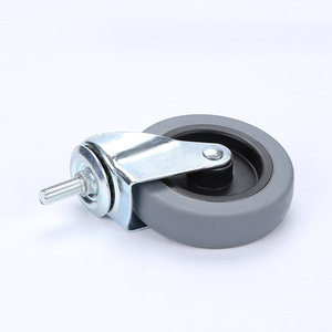 4 Inch Swivel <b>Caster</b> <b>Wheels</b> With Shock Absorption For Industrial Use Threaded Rod Mounting Soft Tread - Product Image 3