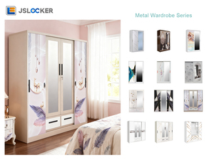 Armoire sur mesure Jslocker avec miroir, en acier, pour chambre à coucher, avec porte coulissante et tiroir - Product Image 4
