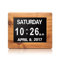 Jam Digital Kayu Bambu 8 Inci dengan WiFi, Tampilan Suhu Cuaca, Desain Modern, Fitur Snooze, Jam Meja untuk Penderita Demensia