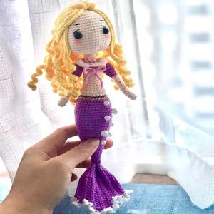 Vendita calda di alta qualità all'uncinetto ragazze regalo farcito sirena principessa giocattolo Amigurumi bambola con colore personalizzato - Product Image 4