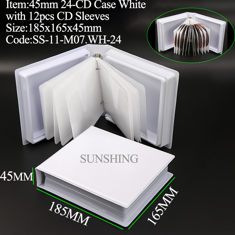 M07:45mm 24-PP CD Case Ring Binder Blanc