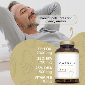 Cápsulas de 2000mg con 700mg EPA y 500mg DHA que apoyan las funciones normales del corazón, cerebro y visuales Cápsulas blandas Omega - Product Image 3