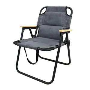 Портативный стул YILU для кемпинга на открытом воздухе, пляжный складной деревянный стул с подлокотником, складной роскошный стул для кемпинга
