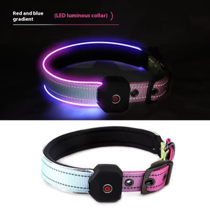 Nilon dapat disesuaikan gaya taktis hewan peliharaan anjing anak anjing kerah aman bercahaya lampu LED dicetak poliester untuk anjing dan hewan peliharaan - Product Image 4