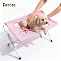Table de toilettage pliable Petora avec pieds métalliques, surface en maille anti-affaissement, station de bain pour petits animaux, pour le bain et la coupe de poils