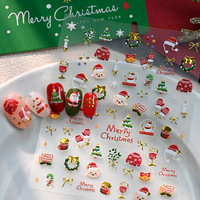 Nouveaux autocollants pour ongles de Noël 2026, motifs de flocons de neige 3D, autocollants de flocons de neige rouges, Père Noël, autocollants pour ongles ultra-fins sans couture, pas chers
