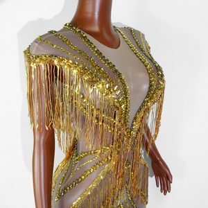 <span class=keywords><strong>Vestido</strong></span> Largo de Mujer, Sexy, con Espalda Descubierta, de Malla Transparente con Borlas y Pedrería Dorada, para Actuaciones en Escenario, Disfraz de <span class=keywords><strong>Drag</strong></span> <span class=keywords><strong>Queen</strong></span> - Product Image 5
