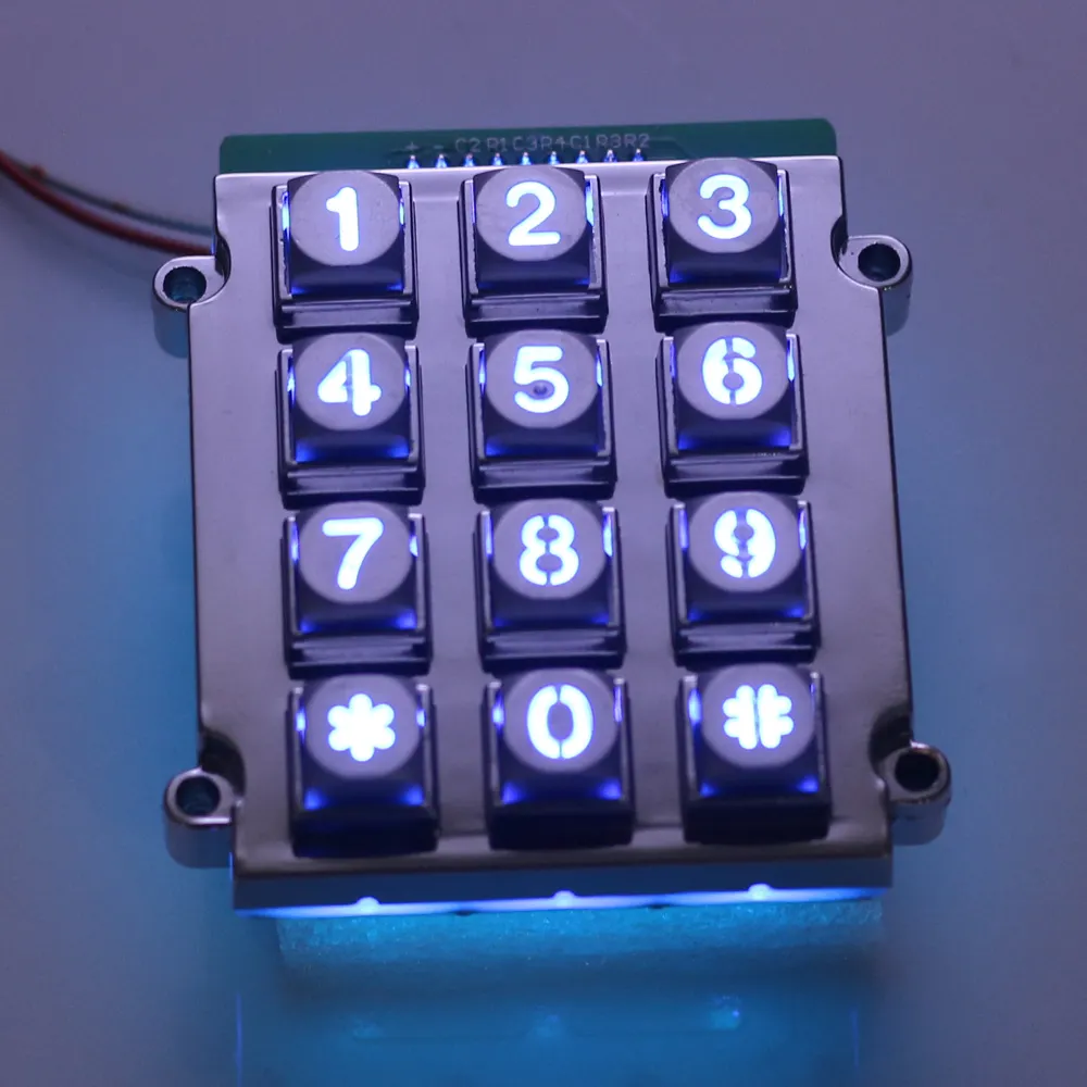 Teclado numérico de metal personalizado, 3x4 matriz metálica teclado conector usb
