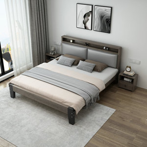 Modern Upholstered <b>Bed</b> 1.8m/1.5m <b>Double</b> Size Bedroom Furniture Framework Structure Low <b>Box</b> Design - Product Image 2