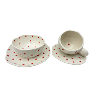 Factory INS Hand Painted Irregular Ceramic Dessert Cake Plate Flower Heart-Shaped Ceramic Salad Bowl - Product Image 2