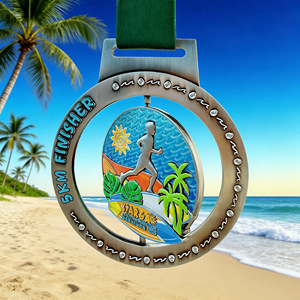 Günstige Hochwertige Metall-Zinklegierung Antik-Silber-Beschichtung Sportmedaille für den Philippinen-Marathon mit Rotationsdesign - Product Image 1
