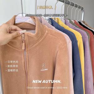 Mùa xuân và mùa thu Orly lông cừu hàng đầu cho nam giới và phụ nữ vài của hoodie dây kéo đứng lên cổ áo giản dị áo - Product Image 6