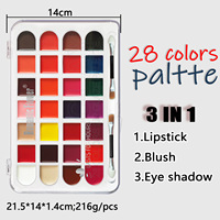 Palette de gloss à lèvres crème mat 28 couleurs, tons froids et chauds, hydratant, non desséchant, longue tenue, anti-transfert