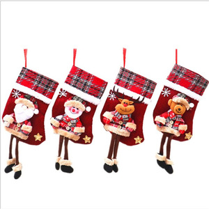Christmas decorations, Christmas stockings, ornaments, dolls, 3D linen stockings, Christmas <b>gift</b> bags, long-legged Christmas - Product Image 5