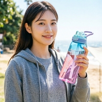 Bouteille d'eau Tritan+PP anti-fuite avec paille, couvercle à ouverture rapide, options de parfum, sans odeur, sûre pour la randonnée, le camping et les activités de plein air