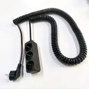 3G 1, 5 mm2 H05VV-F PUR Jacke eingefahren Feder Spiral gewickeltes Kabel Netz kabel mit EU-Stecker und EU-Buchse